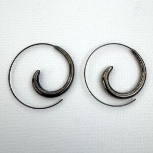 Spiral Earrings - Dark Gray Metal.